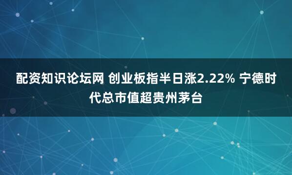 配资知识论坛网 创业板指半日涨2.22% 宁德时代总市值超贵州茅台