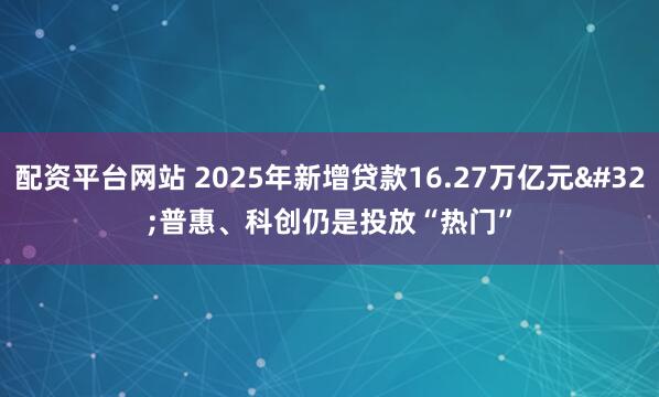 配资平台网站 2025年新增贷款16.27万亿元 普惠、科创仍是投放“热门”